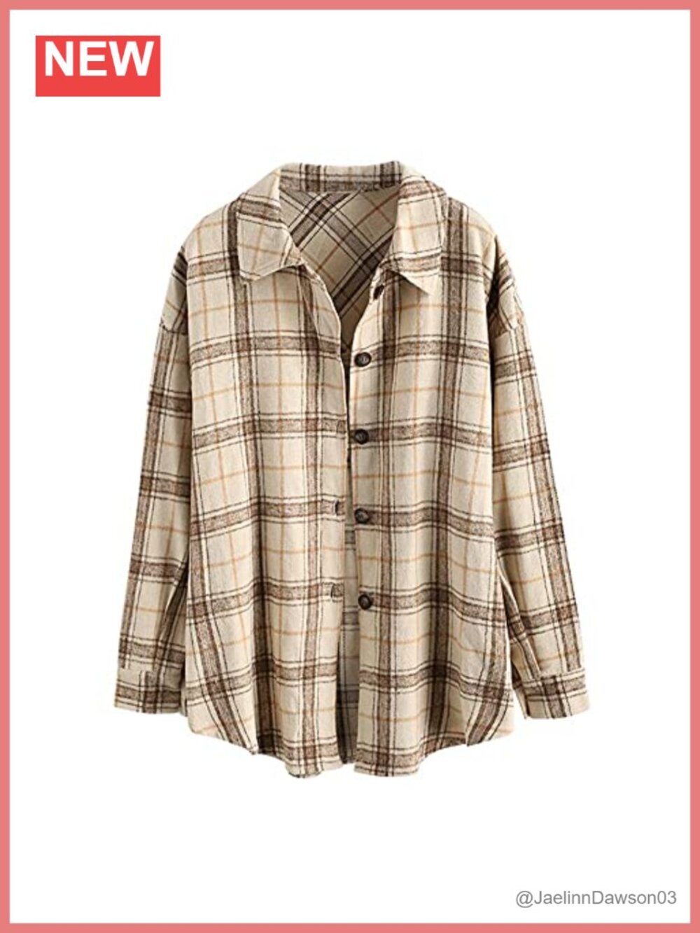 Plaid Button Down Shacket Long Sleeve Flannel Overshirt with Pocket
